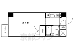 京阪京津線 四宮駅 徒歩5分の賃貸マンション 2階1Kの間取り