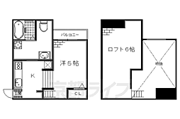 リーフコート桃山 2階1Kの間取り