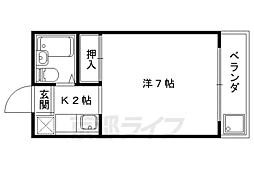 京都地下鉄東西線 山科駅 徒歩13分の賃貸マンション 2階1Kの間取り