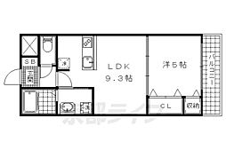 京都地下鉄東西線 東野駅 徒歩10分の賃貸マンション 2階1LDKの間取り