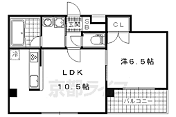 京都地下鉄東西線 東野駅 徒歩5分の賃貸マンション 6階1LDKの間取り