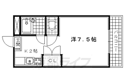 シェルマンション 4階1Kの間取り