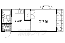 京都地下鉄東西線 東野駅 徒歩3分の賃貸マンション 3階1Kの間取り