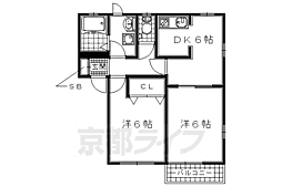 サクラ22 2階2DKの間取り
