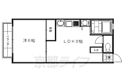 セジュールコスモスＡ棟・Ｂ棟 2階1LDKの間取り