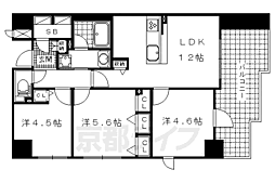 京都地下鉄東西線 東野駅 徒歩4分の賃貸マンション 4階3LDKの間取り