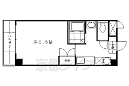 サンシード桃山 2階1Kの間取り