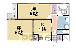 フォレスタ伏見 2階2Kの間取り