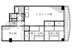 ファミール伏見 11階3LDKの間取り