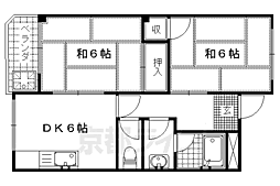 安井マンションＡ・Ｂ 2階2DKの間取り