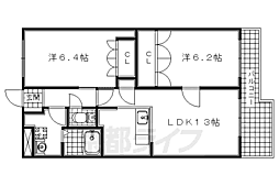 JR奈良線 棚倉駅 徒歩2分の賃貸アパート 2階2LDKの間取り