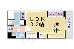 近鉄京都線 新田辺駅 徒歩13分の賃貸アパート 2階1LDKの間取り
