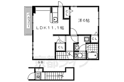 京阪本線 樟葉駅 徒歩12分の賃貸アパート 2階1LDKの間取り