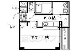 京阪本線 樟葉駅 徒歩19分の賃貸アパート 2階1Kの間取り