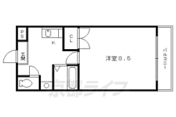 マジョリカハウス 2階1Kの間取り