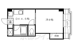 ハイツ北芳 2階1DKの間取り