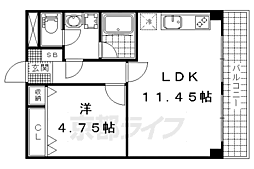 JR東海道・山陽本線 山科駅 徒歩5分の賃貸マンション 3階1LDKの間取り