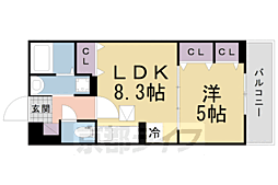 近鉄京都線 新田辺駅 徒歩13分の賃貸アパート 1階1LDKの間取り