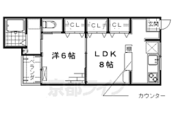 大手コーポ 4階1LDKの間取り