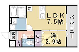 京都地下鉄東西線 椥辻駅 徒歩5分の賃貸アパート 1階1LDKの間取り