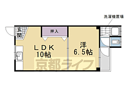 大手コーポ 2階1LDKの間取り