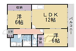 京阪本線 石清水八幡宮駅 徒歩29分の賃貸マンション 2階2LDKの間取り