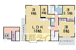 JR東海道・山陽本線 山科駅 徒歩5分の賃貸アパート 2階4LDKの間取り