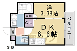 ｓｔ．Ｒｅｓｉｄｅｎｃｅ深草 1階1DKの間取り