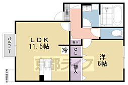 京阪本線 樟葉駅 徒歩17分の賃貸アパート 2階1LDKの間取り