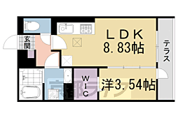 アイル京都宇治西 1階1LDKの間取り