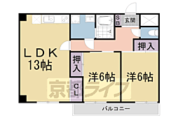 京都地下鉄東西線 椥辻駅 徒歩8分の賃貸マンション 4階2LDKの間取り