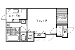 JR片町線(学研都市線) 津田駅 徒歩14分の賃貸アパート 1階1Kの間取り
