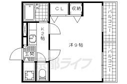 京都地下鉄東西線 東野駅 徒歩11分の賃貸マンション 1階1Kの間取り