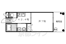 京都地下鉄東西線 椥辻駅 徒歩6分の賃貸アパート 1階1Kの間取り