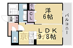 サンクレール 2階1LDKの間取り