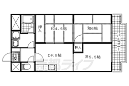 京都地下鉄東西線 椥辻駅 徒歩4分の賃貸マンション 2階3DKの間取り