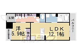 ＳｈａＭａｉｓｏｎ　Ｎａｇａｉｋｅ 3階1LDKの間取り