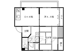プレステージ六地蔵 1階2DKの間取り
