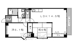 JR片町線(学研都市線) 津田駅 徒歩4分の賃貸マンション 5階2LDKの間取り