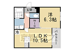 JR片町線(学研都市線) 津田駅 徒歩8分の賃貸アパート 3階1LDKの間取り