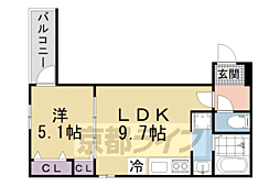 JR片町線(学研都市線) 津田駅 徒歩8分の賃貸アパート 2階1LDKの間取り
