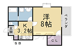 近鉄京都線 興戸駅 徒歩10分の賃貸アパート 2階1Kの間取り