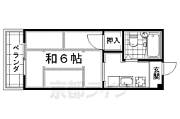 サンハイツ田辺 3階1Kの間取り