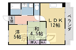 京阪本線 橋本駅 徒歩22分の賃貸マンション 4階2LDKの間取り
