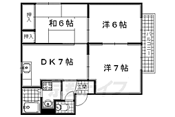アンリ久津川III 2階3DKの間取り