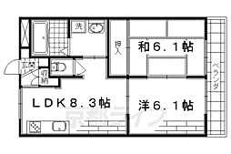 陵南ハイツ 3階2LDKの間取り