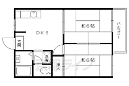 タウニィほととぎす 1階2DKの間取り