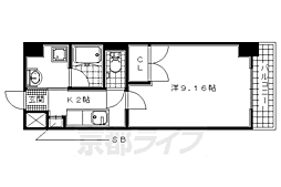近鉄京都線 新田辺駅 徒歩2分の賃貸マンション 3階1Kの間取り