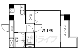 京都地下鉄東西線 御陵駅 徒歩1分の賃貸マンション 2階1Kの間取り
