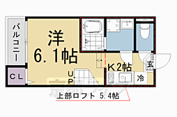 京都地下鉄東西線 椥辻駅 徒歩5分の賃貸アパート 1階1Kの間取り
